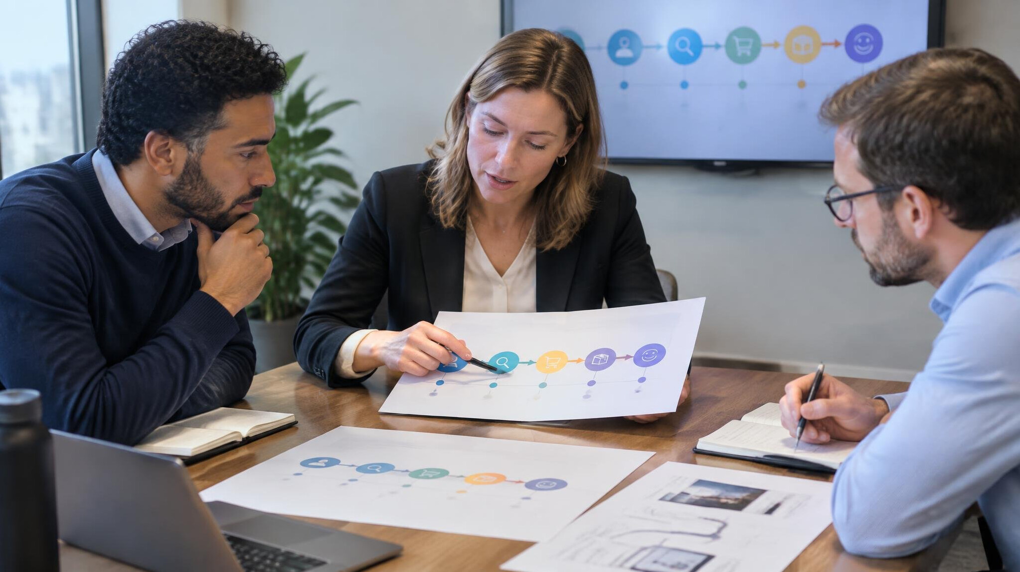 Conference room meeting with a presenter and attendees